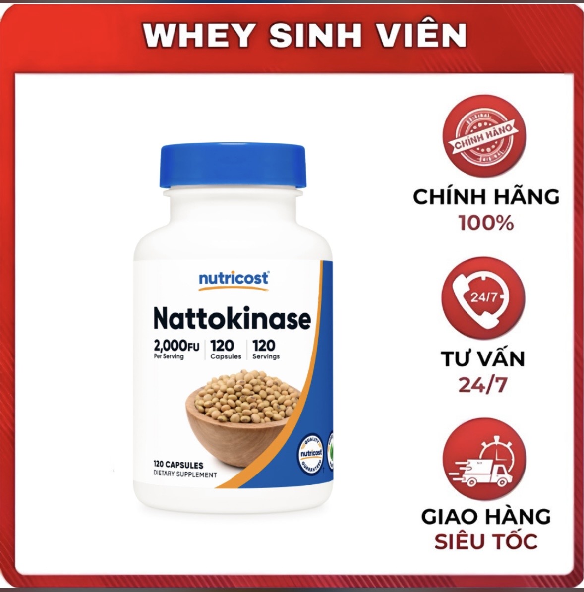 Nutricost Nattokinase 2000FU - 120 viên