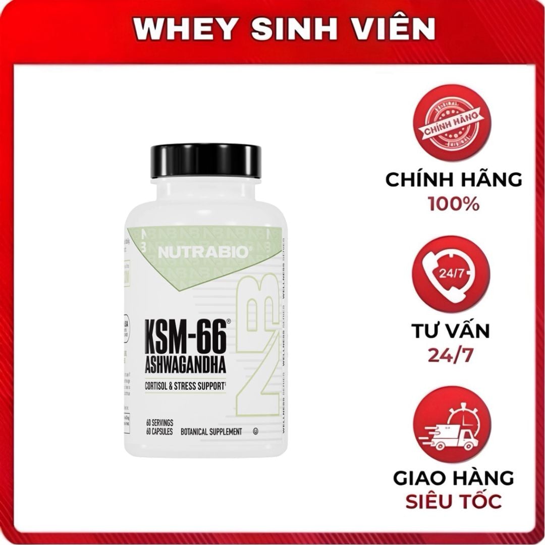 NutraBio KSM-66 Ashwagandha - 60 viên 